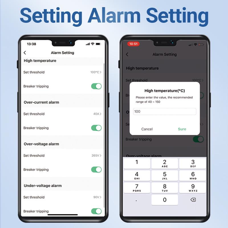 Умный WiFi автоматический выключатель Tuya: Пульт дистанционного управления, Таймирование, Измерение, Защита от перегрузки по току/перенапряжения, Аварийная сигнализация и Автоматический выключатель.