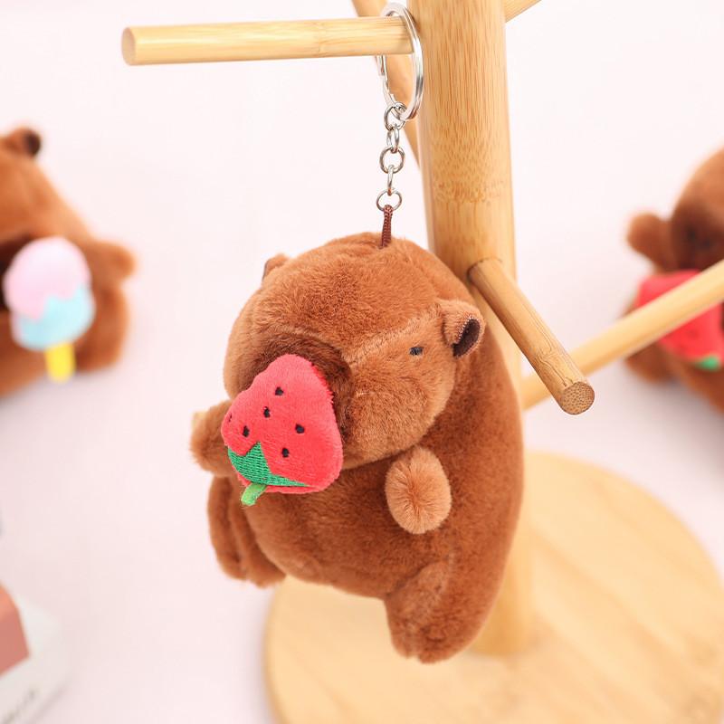 Creative Strawberry Watermelon Ice Cream Capybara Plush Toy Pendant Keychain For Kids Gift