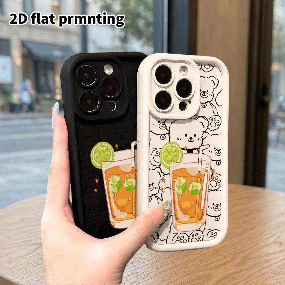 Phone Case: 2D flat design suitable for iPhone 18 17 16 15 14 13 Pro tiered protective case, lime ice drink, Christmas and Halloween gift
