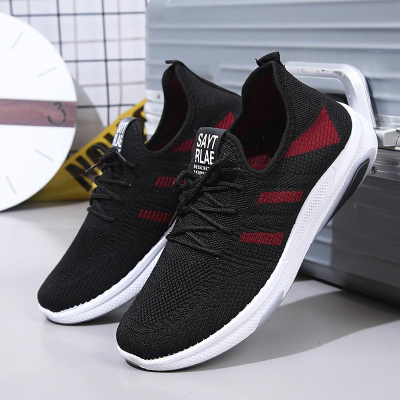 Men's shoes fly-woven elderly walking shoes platform-soled breathable men's sports and leisure shoes flat shoes