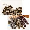 Vintage Leopard Print Ribbon Hairpin  for Women Girls Elegant Large Bowknot Solid Satin Spring Clamp Barette Hair Accessories