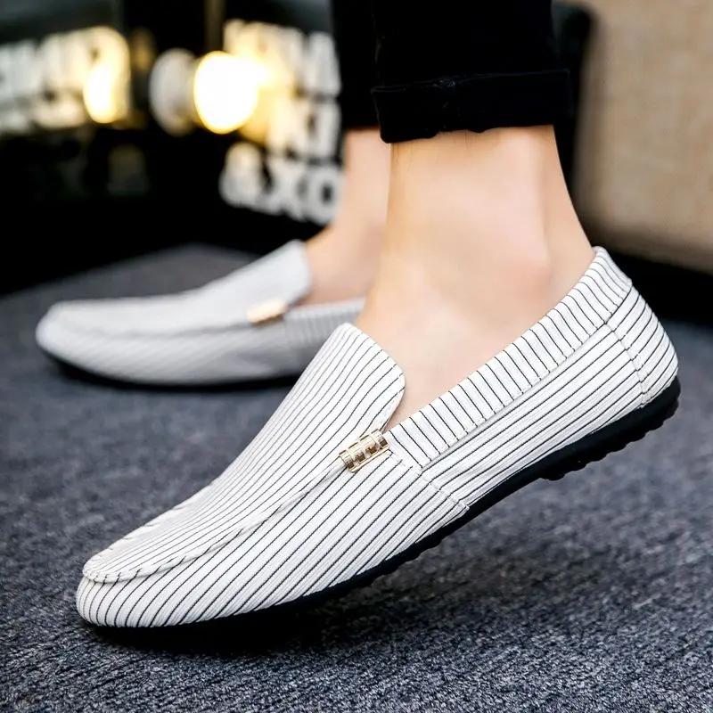 Мужская повседневная обувь Slip-on Light Stripe Common Высококачественная мужская кожаная обувь Модная элегантная обувь для взрослых Бесплатная доставка в рамках акции
