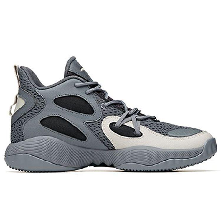 Anta Кроссовки для баскетбола среднего размера с амортизацией в ветровой трубе, нескользящие, износостойкие, серые, 112021617S-1