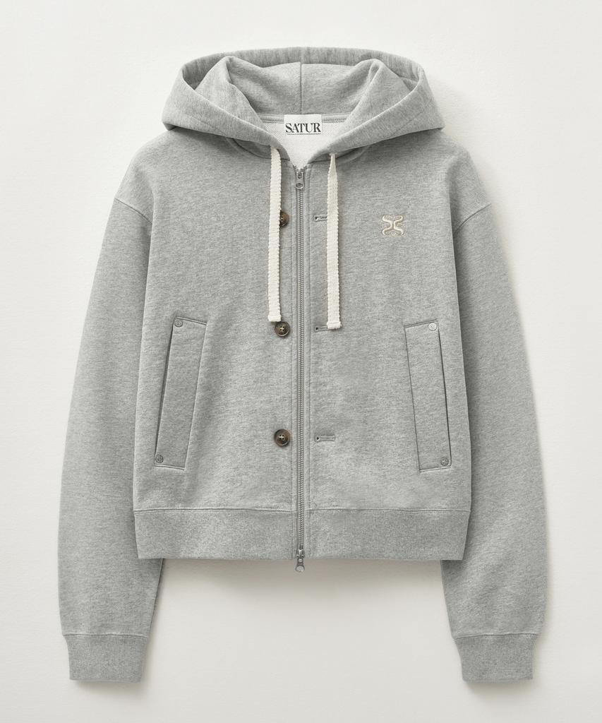 Худи на молнии Satur Theo Cotton All Day, меланжевый серый