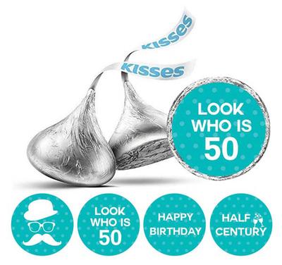 Наклейки на день рождения Darling Souvenir Look Who's 50, 190 шт. для этикеток на шоколадные конфеты