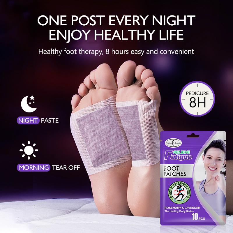 10 шт., пластыри для ног с лавандой и розмарином, улучшают кровообращение, улучшают сон, снимают усталость и стресс, подушечки для ног премиум-класса