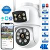 EU Plug 4K 8MP Wifi Camera PTZ Outdoor Dual Screens Human Detection Dual Lenses 4MP Security Protection IP Camera Audio iCSee App