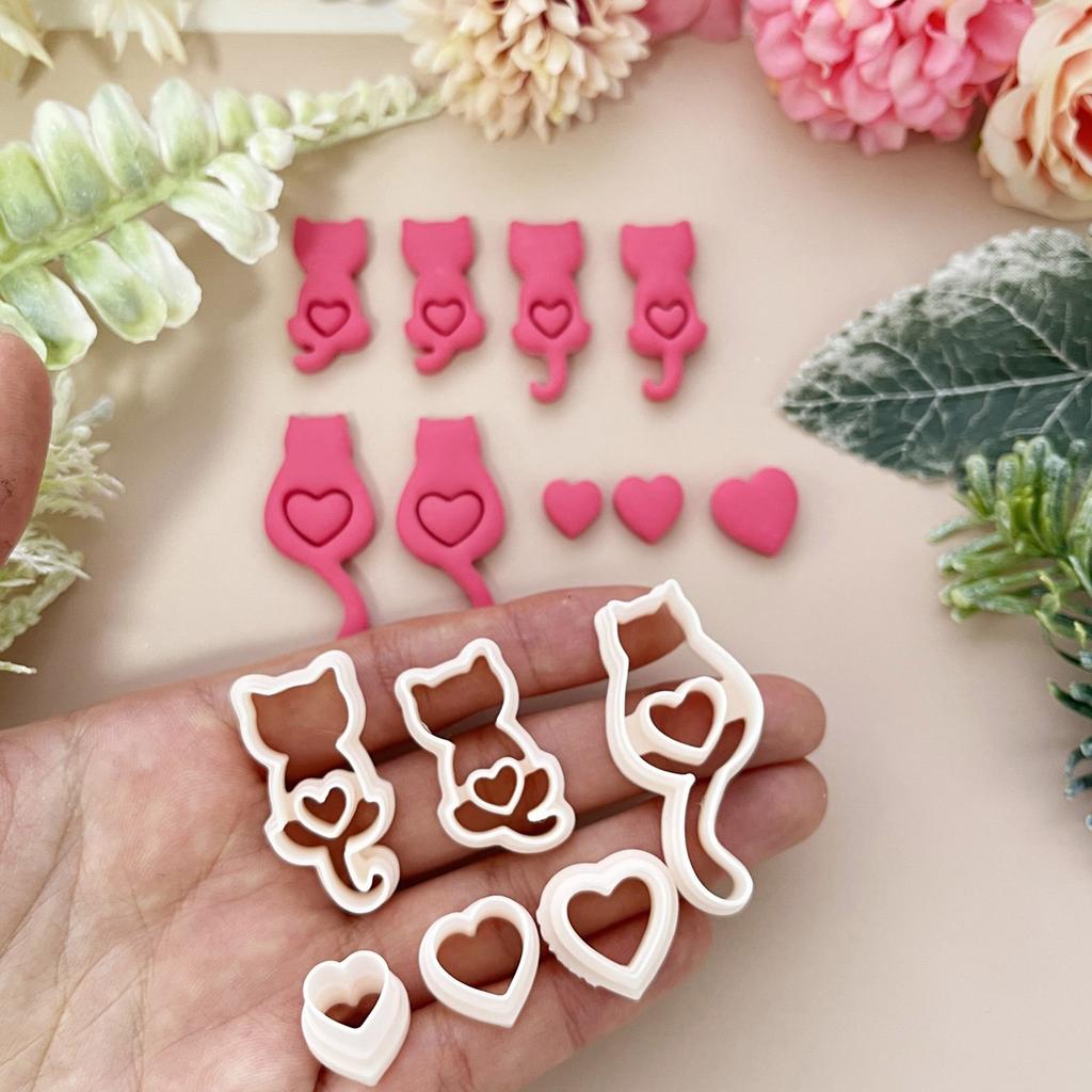 Набор из 6 многоцелевых маленьких фигурок котов из полимерной глины, набор для изготовления украшений на День святого Валентина для сережек и ожерелий