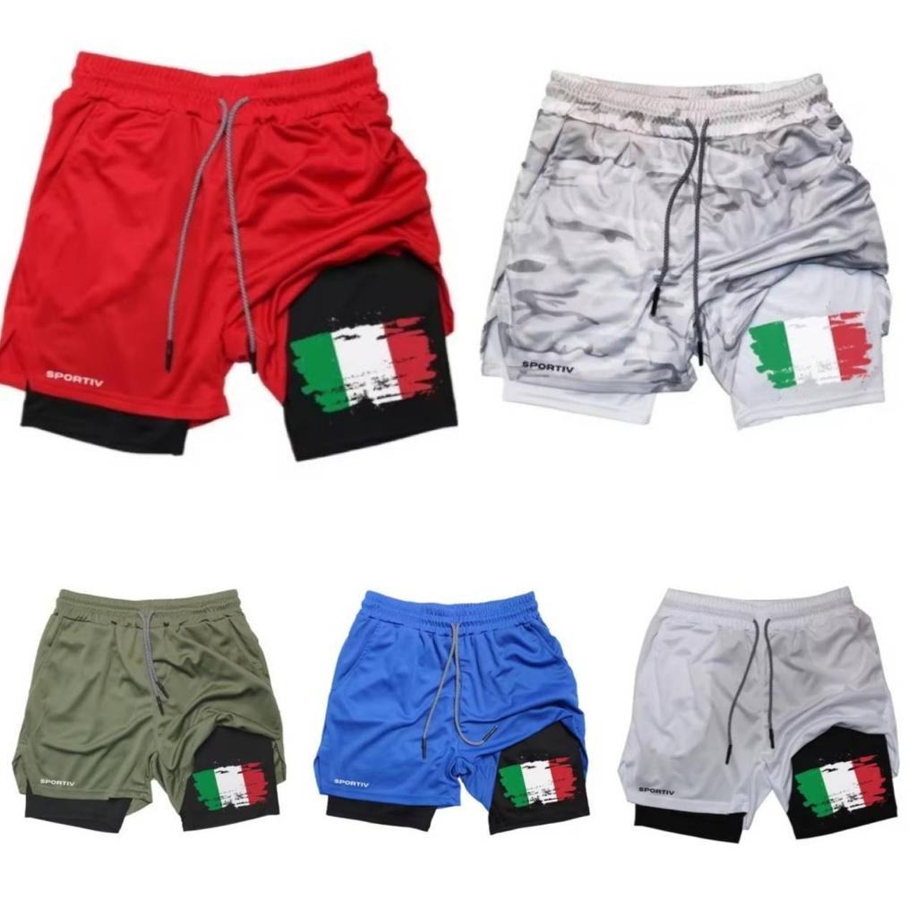 Italy Flag Camouflage Muay Thai Kick Boxing Shorts Men Women Unisex Casual Sportswear Double Layer Quick Dry Training Sport Gym Fitness Workout