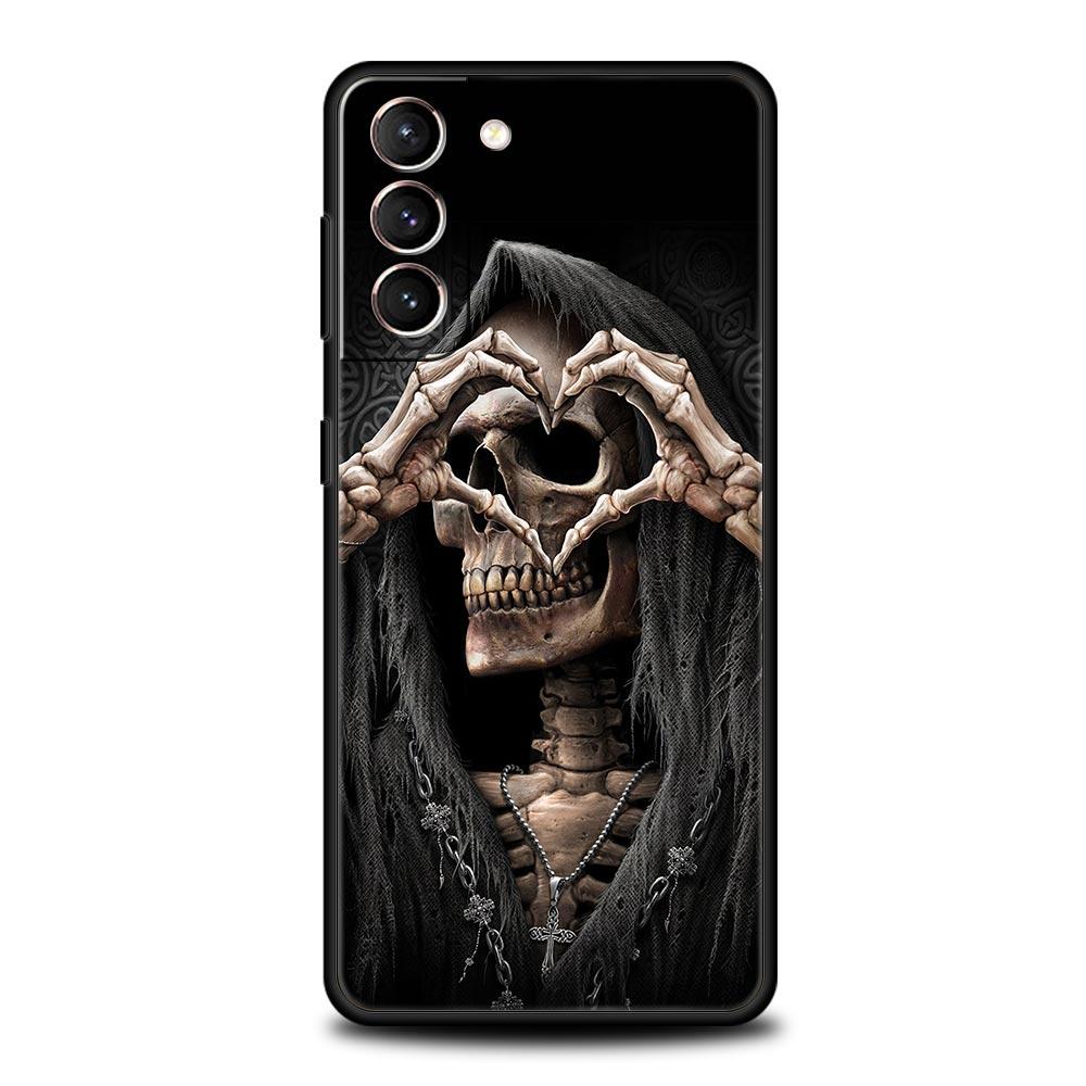 Чехол-бампер для телефона Samsung Galaxy S24 S23 S22 S20 Ultra S21 FE 5G S10 S9 Plus S10E с рисунком Череп Скелет Жнец, модный силиконовый чехол