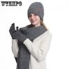 Knitted Hat Women's Cycling Warm Touch Screen Gloves Anti Cold Double Layer Knitted Hat Hat Scarf Three Piece Set