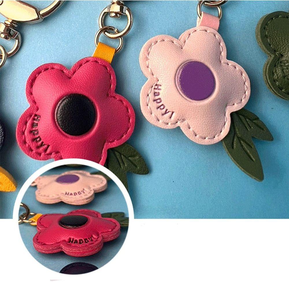 Multi-color Flower Keychain Tassels Flower Bag Pendant Cute PU Leather Key Ring  Couple