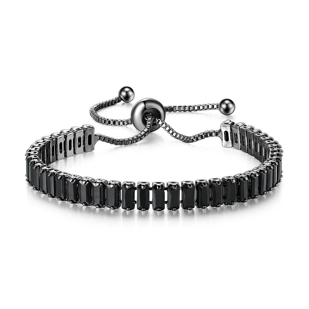 CZ Tennis Bracelets for Women Unique Black Crystal Bangle Rose Gold Adjustable Hand Chain Friends Jewelry DZH051
