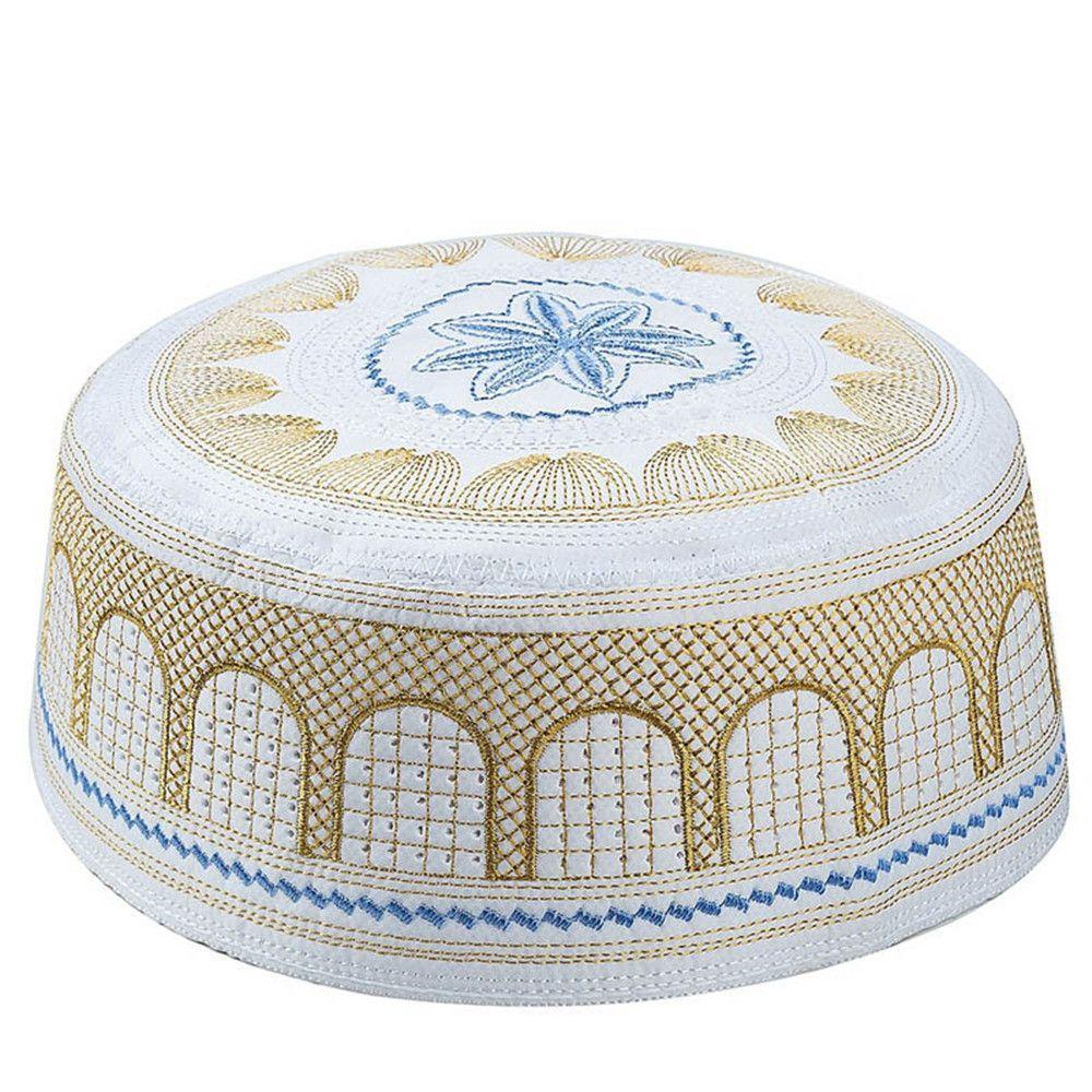 Islam Embroidery Cotton Prayer Hat Musliman Turban Muslim Hat India Caps