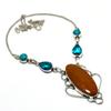 Ghost Eye Jasper Blue Topaz Gemstone 925 Silver Plated Jewelry Necklace 18"