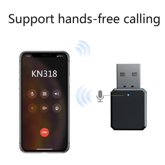 KN318 Автомобильный Bluetooth-совместимый аудиоприемник громкой связи, двойной выход AUX USB стереоадаптер