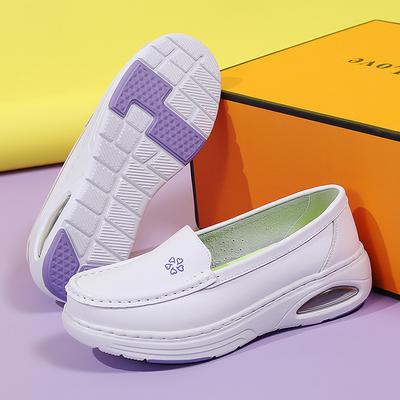 Летние полые дышащие туфли из натуральной кожи для медсестер - Мягкая амортизирующая подошва, слипоны, нескользящие, рабочая обувь для больницы для женщин