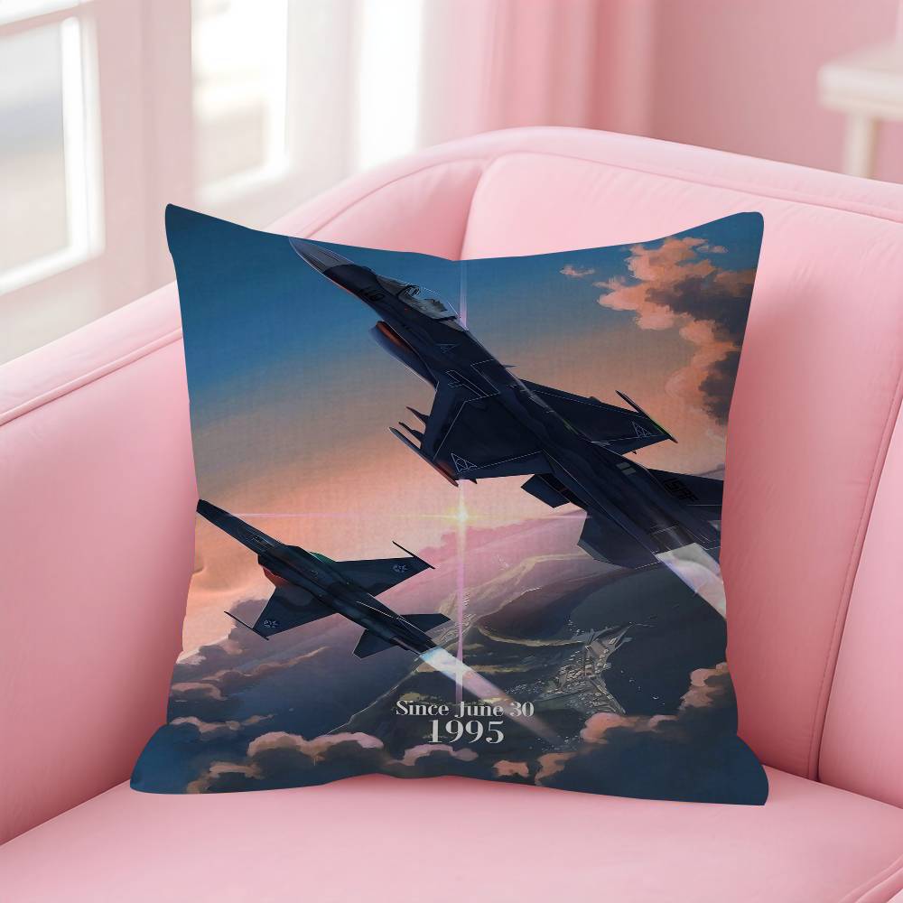 MMilitary Aircraft Fighter Enthusiasts Stitch Lucky Dragon Pillow Cover Sofa Cushion Cover Home Room Decoration Children Gift