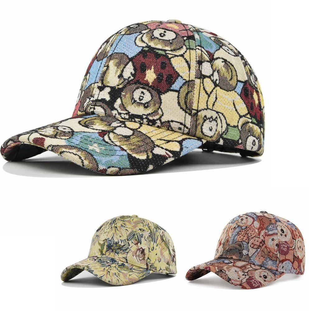 Little Bear Print Unisex-Teens Caps Bear Print Fashion Hip Hop Vintage Hat Cute Bear Baseball Cap