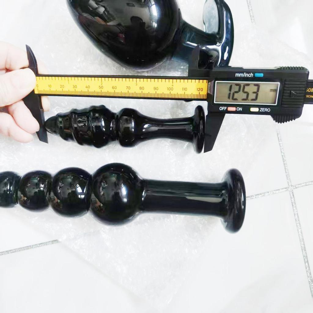 VaHppy Черные стеклянные анальные пробки 3 шт. 3,4/4,9/6,5 см SM BDSM товары для взрослых Гей анальная мастурбация расширение секс-игрушки вытягивание бусины