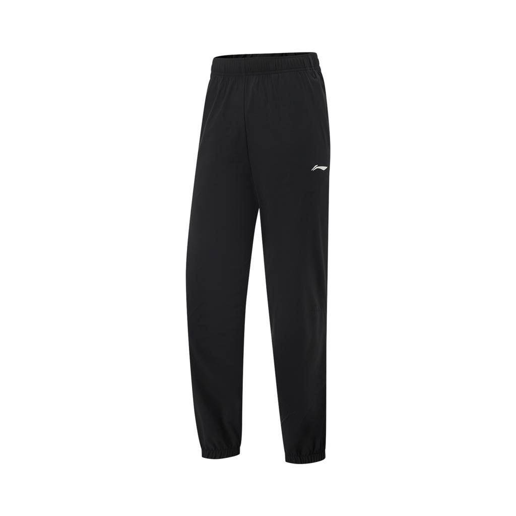 Li-Ning Simple Casual Tapered Solid Color Knitted Sports Pants Women Bottoms Black AYKV130-1