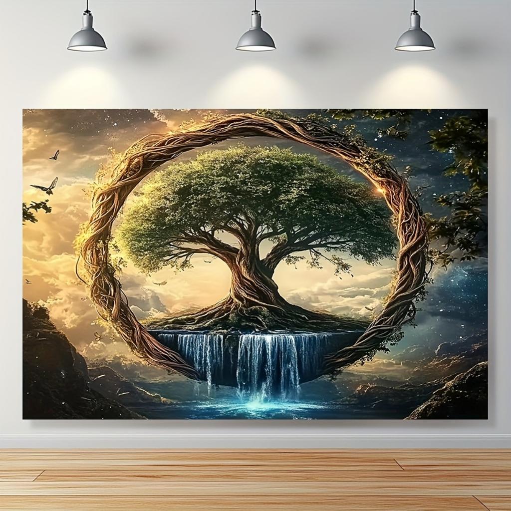 2D plane 1 piece of "Tree of Life" flowing holy spring tapestry suitable for birthday parties and festival gatherings