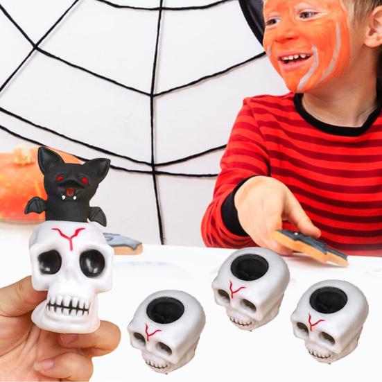 Anti-stress Toy Quick Recovery Spoof Toys Unzipped Useful Halloween Trick Skull Squeeze Fidget for Kids Adults