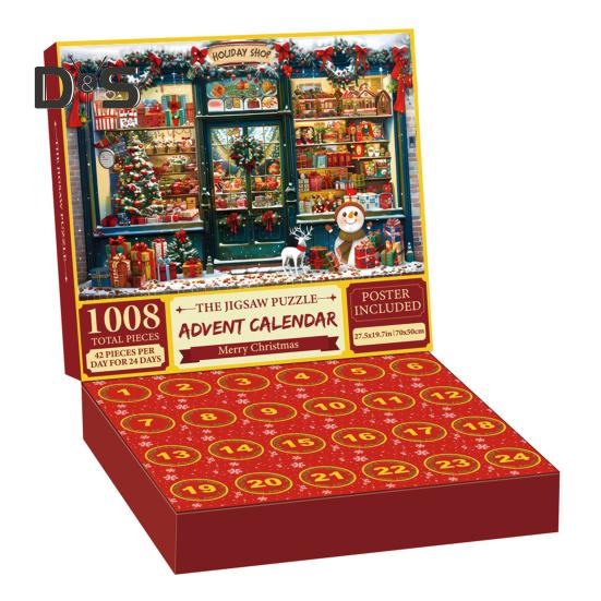 Christmas Advent Calendar Puzzle 1000 Christmas Countdown Jigsaw Puzzle Winter Santa Snowman Holiday Ornament