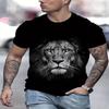 Мужская повседневная футболка с рисунком льва, повседневная быстросохнущая модная модель, цифровая 3D-печать, подходит для активного отдыха летом