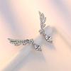Women Korean Fashion Elegant 925 Silver Plated Vintage Simple Anti-allergy Zircon Crystal Diamond Angel Wings Studs Drop Wedding Earrings Jewelry Gift