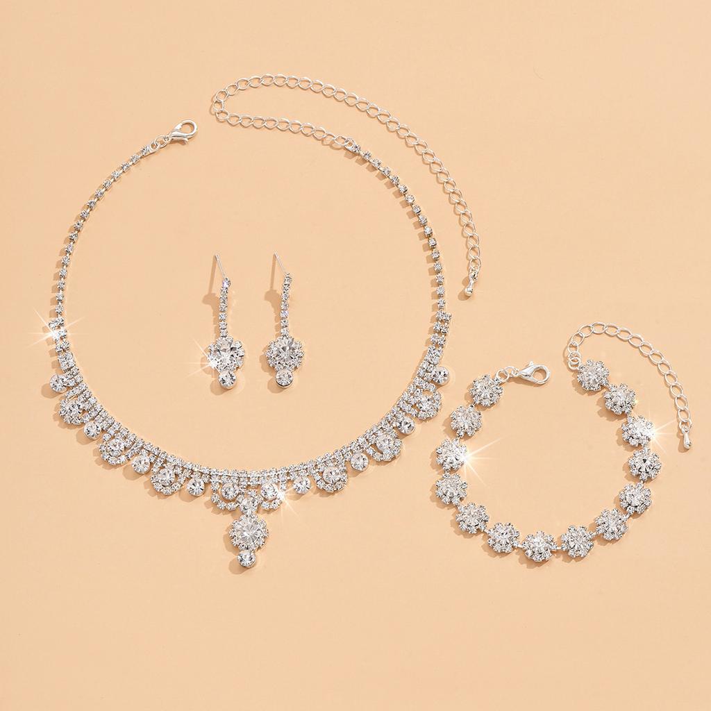 4 шт. женский модный цирконовый набор страз женские серьги ожерелье браслет цирконовый набор свадебное платье банкетная вечеринка аксессуары