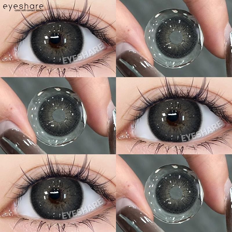 Eyeshare Коричневые цветные контактные линзы Натуральные мягкие контактные линзы для глаз Модное украшение 14,2 мм Годовые 2 шт.=1 пара