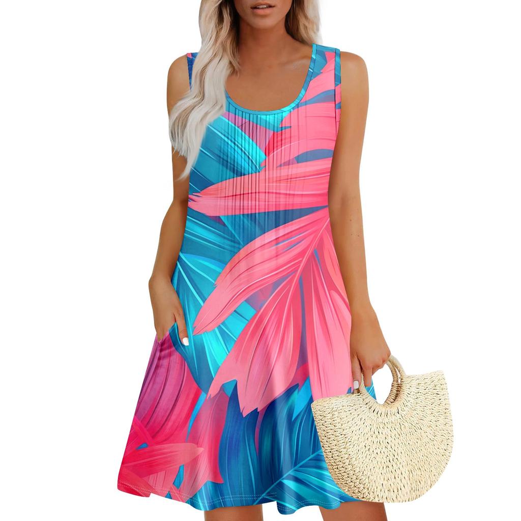 Женский повседневный сарафан с карманами, летнее пляжное платье в стиле бохо, праздничное платье для женщин, платья-майки