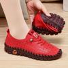 Autumn Women's Soft Sole Shoes Hollow Breathable Loafers Comfortable Flat-soled Mother's Shoe Non-slip Wear-resistant Work Shoes