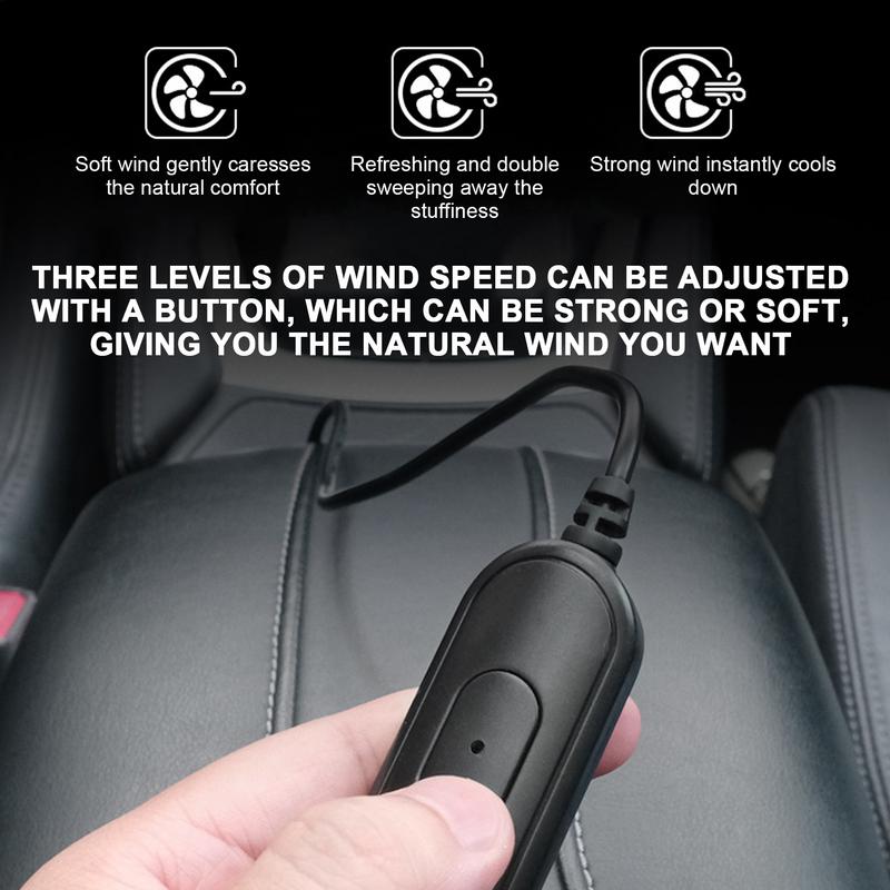 USB Car Cooling Fans For Backseat 3 Speeds Car Seat Headrest Fan For Kids Quiet Automotive Air Conditioning Cooler For Sedan
