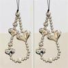 Chain Anti-Lost Silver Heart Phone Lanyard Phone Beaded Rope Cell Phone Straps Heart Phone Charms