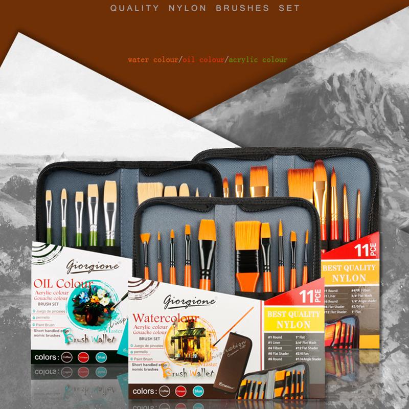 Дорожная кисть для художника, нейлоновая художественная кисть для волос, тканевая сумка для хранения, набор из 11/13 предметов для акварельной живописи маслом, акриловой живописи