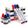 Ink-refillable Whiteboard Pen Set with Erasable, Black, Colored Thick-tip Markers. Features Water-based Formula and Large-capacity Design.