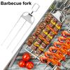 Grill Skewers Stainless Steel BBQ Kebab Sticks with Push Rod Sliders 3-Prong Metal Barbecue Skewers for Meat Veggies Fruits Marshmallow