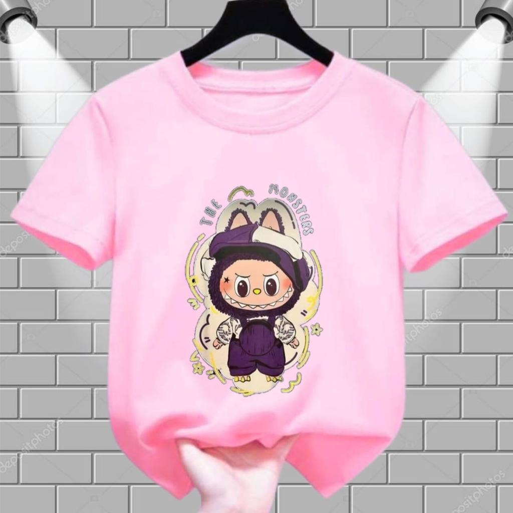 2025 Новая футболка LABUBUT в стиле LABUBU с круглым вырезом, с коротким рукавом, повседневная, одежда для девочек, топ