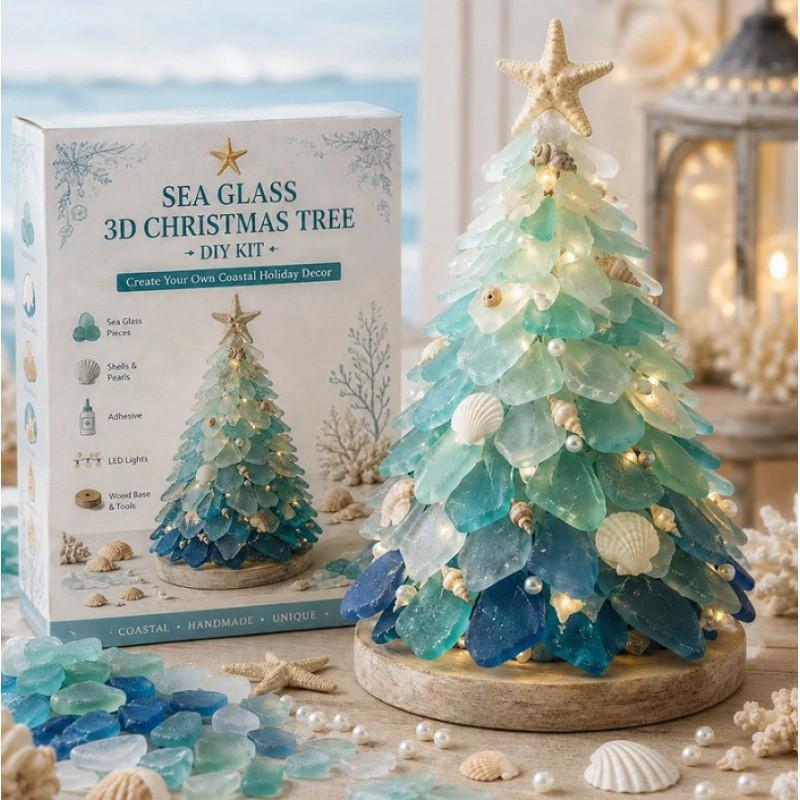 DIY Sea Glass 3D Christmas Tree Craft Kit Ocean Animal Ornament Decor Holiday Home