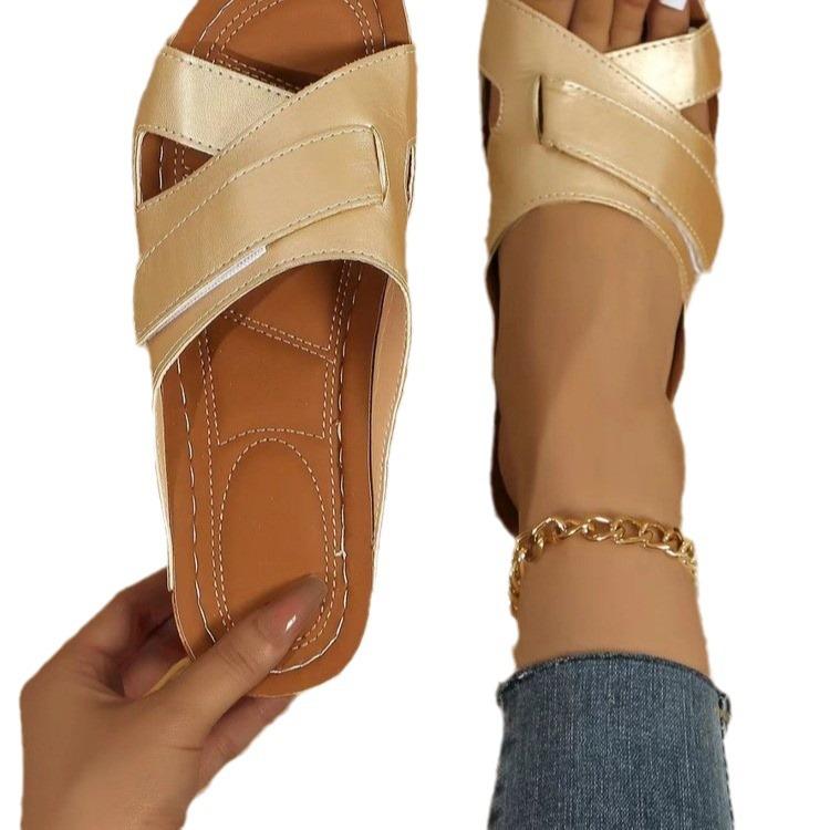 Летние новые тапочки на платформе с липучками, тапочки с рыбьим ртом, импортные женские пляжные сандалии большого размера