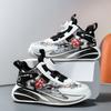 Children's basketball shoes double mesh breathable year of the snake new boys button sneakers friction sound outdoor running shoes