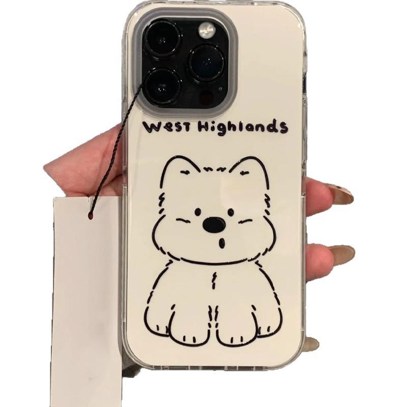 Милые Линии West Highland Подходит для iPhone17 Pro Чехол для Мобильного Телефона Apple 16IMD15 Мультяшный 14 Большие Отверстия 12 Наборов