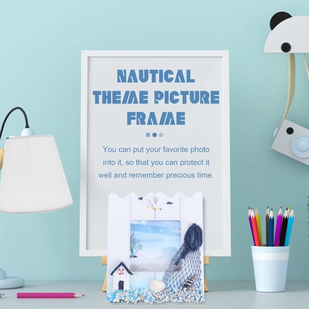 Фоторамка в морском стиле, деревянный материал, настенный подвес для украшения, украшение для спальни