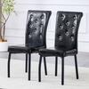 A Set of 2 Black Vintage Crocodile Leather Upholstered Dining Chairs, with Crystal Buckle and Faux Leather, Add Elegance and Mystery to Dining Area