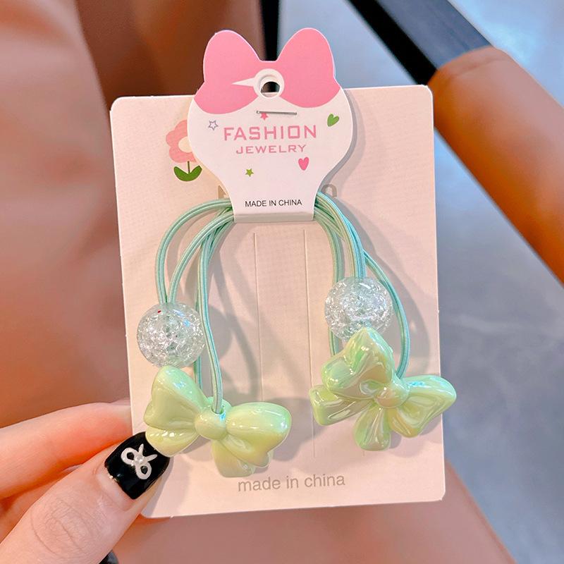 2PCS New Cute Colorful Bow Tie Princess Headwear Kids Elastic Hair Bands Children Hair Ropes Girls Hair Accessories