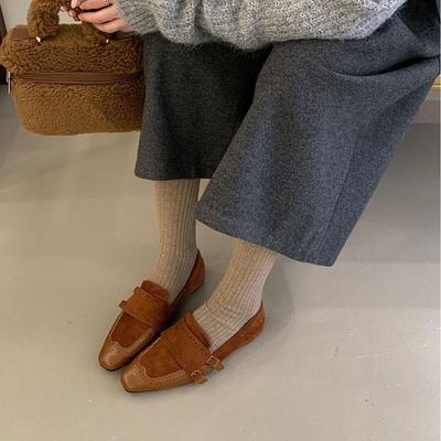 2025 новая квадратная пряжка для ремня с гравировкой, мягкая подошва Doudou, повседневная рабочая женская обувь