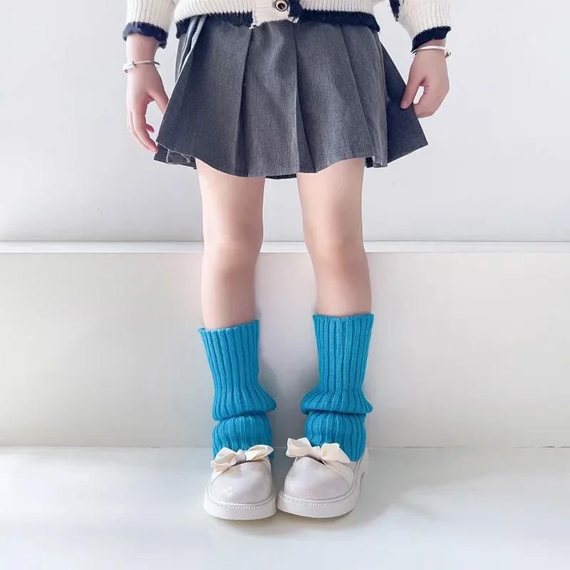 19 Стилей Конфетных Цветов Корейские Милые Детские Гетры Вязаные Чехлы для Ног Детские Девочки Однотонные Эластичные Гольфы-Трубы Осенне-Зимние