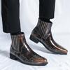 Men’s Western Cowboy Boots Pointed Toe Motorcycle Boots Brown Casual Retro Dress Zipper Leather Men’s Shoes Plus Size